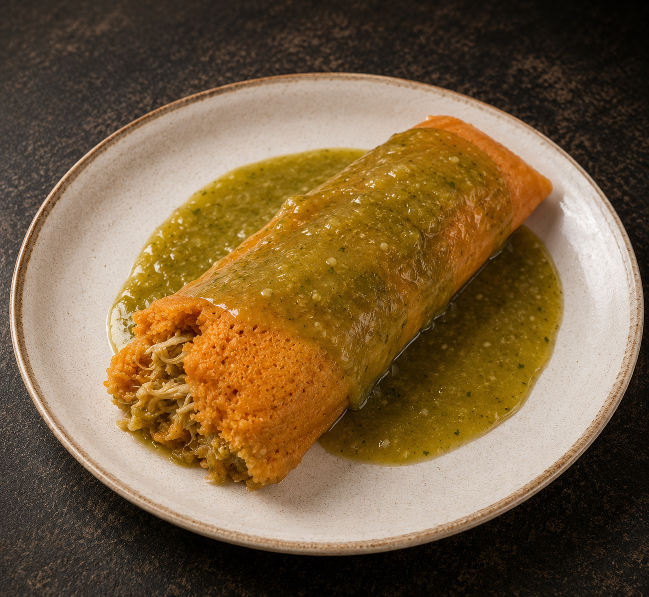 Chicken Green Sauce Tamale