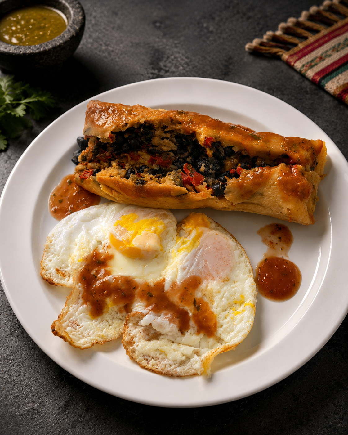 Breakfast tamale plate at farmers market